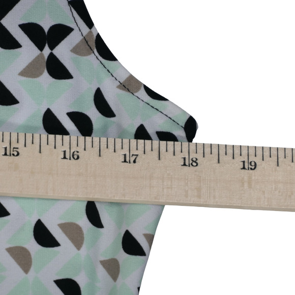 Calvin Klein Green Tunic Tank Top Womens Large Drape Neck Sleeveless Geometric - Picture 7 of 8